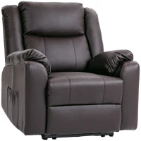 HOMCOM PU Leather Reclining Chair, Recliner Chair for Living Room with Footrest and 2 Side Pockets, Brown(m-11)