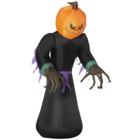 HOMCOM 7' Halloween LED Yard Decor Reaper Ghost Pumpkin, Blow Up Inflatable Outdoor Decoration, Waterproof(m-11)