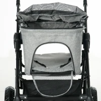 PawHut 2 in 1 Dog Stroller with Detachable Carriage Bag, Adjustable Canopy, Safety Leashes, Storage Basket for S Dogs, Grey(m-10)