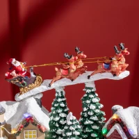 HOMCOM Christmas Village, Santa and Deer Skating Pond Animated Winter Wonderland Set with Multicolored LED Light, Plug-In Christmas Decoration(m-9)