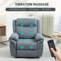 HOMCOM Manual Recliner Chair with Vibration Massage, Side Pockets, Microfibre Reclining Chair for Living Room, Blue-Grey(m-4)