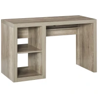 HOMCOM Rectangle Computer Desk with Thick Board and Display Shelves for Home Office Table Workstation, Natural Wood(m-1)