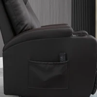 HOMCOM Massage Recliner Chair, Swivel Nursery Rocker Chair, Manual Reclining Sofa with 8 Vibration Points, PU Leather, Cup Holders, Side Pockets, for Living Room, Brown(m-10)