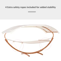 Outsunny 2 Person Wood Swing Arc Hammock Bed and Stand Set with Canopy, White/Teak(m-7)