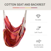 Outsunny Patio Hanging Hammock Chair, Porch Camping Hammock Swing Seat with Spreader Bar for Outdoor Garden Yard (Yellow, Red, Brown, Cotton)(m-5)