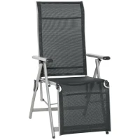 Outsunny Foldable Lounge Chair with 10-Positions Adjustable Backrest & Footrest for Deck, Backyard, Beach, Porch, Black(m-2)