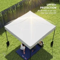 Outsunny 10' x 10' Replacement Canopy Top for Pop Up Canopy Tent with 4 Sand Bags, UPF50+ Protection, White(m-4)