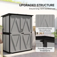 Outsunny Wood Storage Shed, Outdoor Garden Shed with Asphalt Roof, 2 Shelves, Lockable Doors and Adjustable Feet, Gray(m-4)
