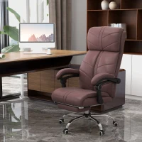 Vinsetto Executive Massage Office Chair with 4 Vibration, Computer Desk Chair, PU Leather Heated Reclining Chair with Adjustable Height, Swivel Wheels, Brown(m-2)
