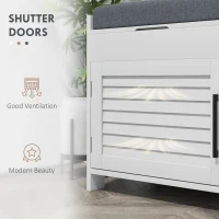 HOMCOM Entryway Bench with Cushion, Hidden Storage, Adjustable Shelves and Shutter Doors, 35.4" Shoe Bench, White(m-7)