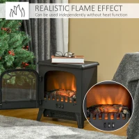 HOMCOM Freestanding Electric Fireplace Stove Heater with Realistic Flame Effect, Overheat Protection, 750W/1500W, Black(m-4)