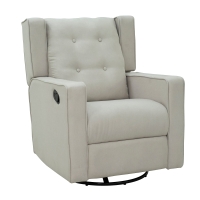 HOMCOM Wingback Recliner Chair Manual Rocking Sofa 360° Swivel Glider with Button Tufted, Padded Seat, Single Home Theater Seating for Living Room Bedroom, Beige