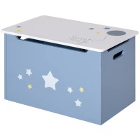 Qaba Kids Toy Storage Box, Organizer Chest with Gas Stay Bar Seating Bench, Blue(m-11)