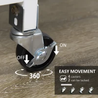HOMCOM Kitchen Cart, Kitchen Island Coffee Bar Cart on Wheels with Wooden Top, Utility Trolley with 3 Storage Drawers, 2 Shelves, Removable Tray for Dining Room, White(m-5)
