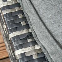 Outsunny 6 Piece Rattan Garden Furniture Set, 8-Seater Outdoor Sofa Sectional with 3 Loveseat Wicker Sofa with Cushions, 2 Footstools and Glass Table for Yard, Poolside, Grey(m-10)