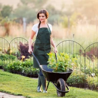 Outsunny 4 Pack Garden Fencing for Yard, Decorative Fence Panels as Animal Barrier and Flower Edging, Circle, Black, Wave(m-8)