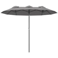 Outsunny Double Sided Patio Umbrella, 9.7' Large Outdoor Market Umbrella with Push Button Tilt and Crank, 3 Air Vents and 12 Ribs, for Garden, Deck, Pool, Gray(m-1)
