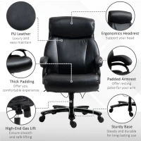 Vinsetto Big and Tall Executive Office Chair 396lbs with Wide Seat, Home High Back PU Leather Chair with Adjustable Height, Swivel Wheels, Black(m-6)
