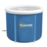 Outsunny Cold Plunge Tub, Portable Ice Bath Cold Water Therapy Tub with Thermo Lid, for Athletes Recovery, Dark Blue(m-1)