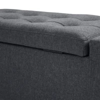 HOMCOM Storage Ottoman Bench, Linen Upholstered Bench with Tufted Design(m-7)