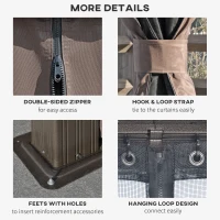 Outsunny 10' x 12' Outdoor Hardtop Gazebo with Galvanized Canopy & Netting Sidewalls for Lawn, Backyard, Dark Brown(m-7)