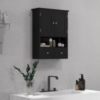 kleankin Medicine Cabinet, Bathroom Wall Cabinet with Shelf and Drawers for Hallway, Living Room, Black(m-8)