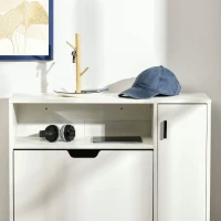 HOMCOM Modern Shoe Cabinet, 12 Pairs Shoe Storage Cabinet with 2 Flip Drawers, Adjustable Shelves, Open Shelf and Compartment for Umbrella, Hallway Entryway, White(m-9)