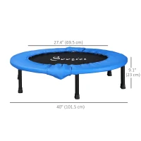 Soozier Φ40" Mini Fitness Trampoline Home Gym Yoga Exercise Rebounder Indoor Outdoor Jumper with Safety Pad, Blue and Black(m-3)