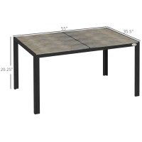 Outsunny Patio Table for 6 with Aluminum Frame, Faux Wood Tabletop, Rectangular Outdoor Table for Backyard, Lawn, Balcony, Gray(m-3)