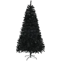 HOMCOM 7.5ft Unlit Artificial Black Christmas Tree, Holiday Décor with 1346 Branch Tips, Auto Open and Steel Base(m-1)