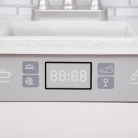 Qaba Play Kitchen with Sink, Microwave, and Ice Machine, Kids Kitchen Playset with Sound Effects and Lights, Pretend Toy Set for 3+ Years Old(m-9)