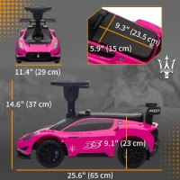 Qaba Licensed Maserati GT2 Baby Sliding Car with Storage, Music, Horn, Foot to Floor Toddler Car for 18-60 Months, Pink(m-3)