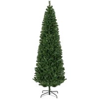 HOMCOM 7 FT Artificial Christmas Tree Pencil Xmas Tree with Stand, 818 Tips, Holiday Home Indoor Decoration for Party, Green(m-1)