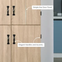 HOMCOM 70" 4-Door Storage Cabinet, Freestanding Pantry Cabinet with Adjustable Shelves for Living Room, Natural(m-7)