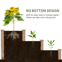 Outsunny 49"x49"x22" 3-Tier Raised Garden Bed Wooden Planter Kit Elevated Plant Box Stand for Yard & Patio, Natural(m-4)