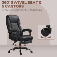 HOMCOM Executive Office Chair with footrest, High Back Desk Chair, Reclining Swivel Chair, Black(m-7)