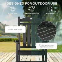 Outsunny Outdoor Rocking Chair, All Weather-Resistant HDPE Rocking Patio Chairs with Rustic High Back, Armrests, Oversized Seat and Slatted Backrest, 350lbs Weight Capacity, Black(m-4)