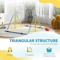 Qaba Folding Gymnastics Bar for Kids, Adjustable Height, Bubble Gum Blue(m-7)