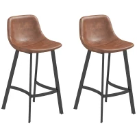 HOMCOM Counter Height Stools Set of 2, Upholstered Kitchen Stool with Back and Steel Legs(m-12)