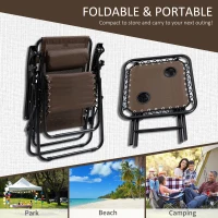 Outsunny Zero Gravity Chair Set of 2 Patio Chair with Side Table Cupholders and Pillows for Pool, Backyard, Lawn, Beach, Brown(m-6)