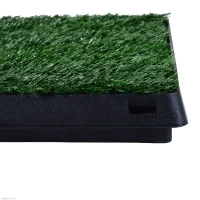 PawHut Dog Grass Pad with Tray, Artificial Grass for Dogs, Doggy Bathroom Toilet Potty Tray Indoor Outdoor Puppy Potty Training (51 x 63 CM)(m-10)