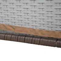 Outsunny 3 Pieces Outdoor Wicker Bistro Bar Set Garden PE Rattan Bar Table and Stools with Seat Cushion, Khaki(m-10)