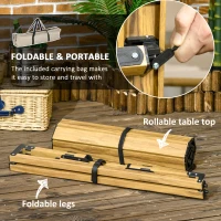 Outsunny 3ft Low Height Folding Camping Table, Roll-Up Aluminum Picnic Table with Carry Bag, Waterproof & Woodgrain Finish, Portable Table for Travel, BBQ, Beach, or Hiking(m-4)