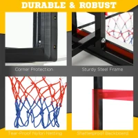 Soozier Wall Mounted Basketball Hoop with 43'' x 30'' Shatter Proof Backboard, for Indoor and Outdoor, Black(m-6)