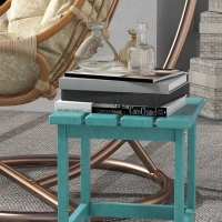 Outsunny Patio Side Table, 15" Square Outdoor End Table, HDPE Plastic Tea Table for Adirondack Chair, Backyard or Lawn, Green(m-8)