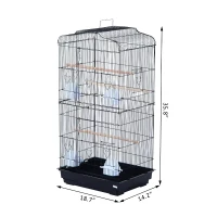 PawHut 36" Metal Indoor Bird Cage Starter Kit With Tray and Accessories - Black(m-3)