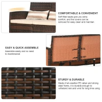 Outsunny 3-Seater Wicker Sofa, PE Rattan Outdoor Couch Conversation Furniture with Removable Cushions for Patio, Garden, Brown(m-5)
