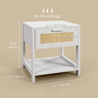 HOMCOM Modern Bedside Table, Accent Nightstand with Drawer and Open Shelf, Bed End Table for Bedroom, Living Room, White(m-3)