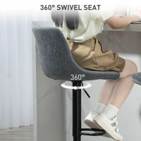 HOMCOM Adjustable Barstools Set of 2, Swivel Bar Stools with Back and Footrest for Kitchen Island Counter, Charcoal Grey(m-6)