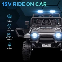 Qaba 12V Ride on Car, Ride on Truck w/ Remote, 4 Suspension Wheels, 3 MPH Max Speed, Music, Horn & Lights, Black(m-4)